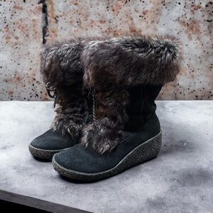Naturalizer leather waterproof & insulated winter fur lined boots Womens Sz 8.5